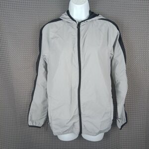 All in Motion Kids XL Windbreaker Jacket Gray Hooded Zip Water Resistant